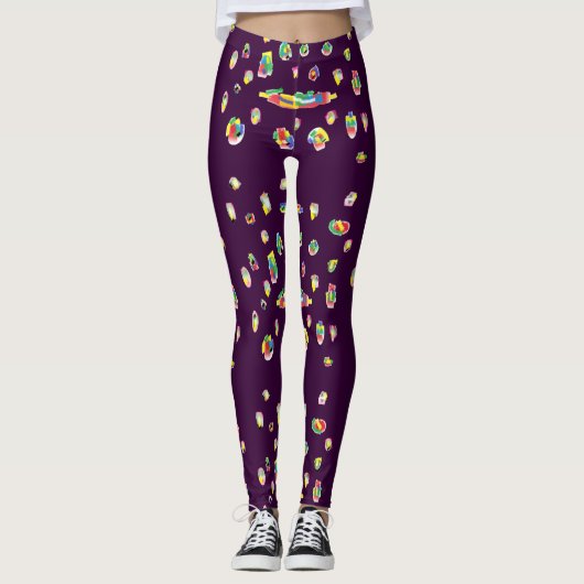 Lila mit gemischten Farbmustern Leggings (Vorderseite)