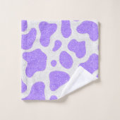 Lila mit Glitzer überall auf Kuh Druckbad Badhandtuch Set (Waschlappen)