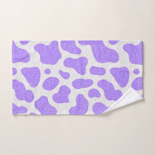 Lila mit Glitzer überall auf Kuh Druckbad Badhandtuch Set (Handtuch)