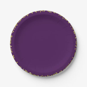 Lila mit goldenem Glitter Glam Geburtstagsfeier Pappteller
