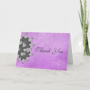 Lila mit Grey Floral Lotus Vielen Dank Dankeskarte