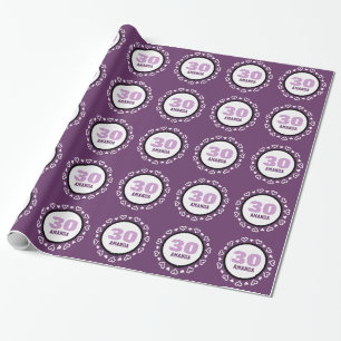 LILA mit HERZEN 30. Geburtstags-individuellem Geschenkpapier