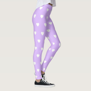 Lila mit Leggings aus weißem Herzen