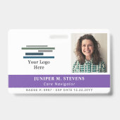 Lila mit Logos und Foto Mitarbeiter-ID Ausweis (Vorderseite)
