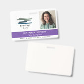 Lila mit Logos und Foto Mitarbeiter-ID Ausweis (Vorder- & Rückseite)