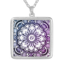 Lila Mit Monogramm Blume Mandala