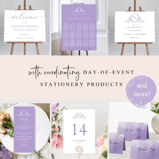 Lila Mit Monogramm Elegantes Bar Wedding-Zeichen Poster