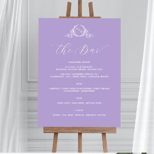 Lila Mit Monogramm Elegantes Bar Wedding-Zeichen Poster