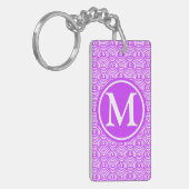 Lila Mit Monogramm Fischskala Schlüsselanhänger (Vorderseite links)