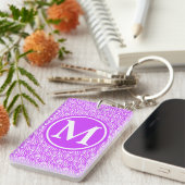 Lila Mit Monogramm Fischskala Schlüsselanhänger (Vorderseite rechts)