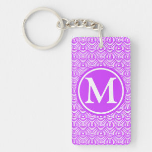 Lila Mit Monogramm Fischskala Schlüsselanhänger
