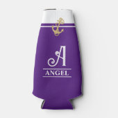 Lila Mit Monogramm Flasche Cooler Flaschenkühler (Vorderseite)