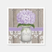 Lila Mit Monogramm Hydrangea Mason Jar Serviette (Vorderseite)