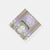 Lila Mit Monogramm Hydrangea Mason Jar Serviette (Ecke)