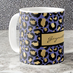 Lila Mit Monogramm Leopardendruck Kaffeetasse