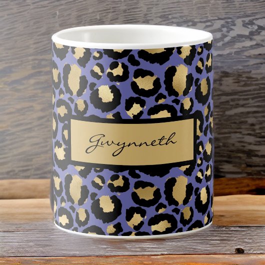 Lila Mit Monogramm Leopardendruck Kaffeetasse