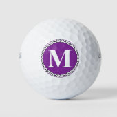 Lila Mit Monogramm Ropierkante Golfball (Vorderseite)