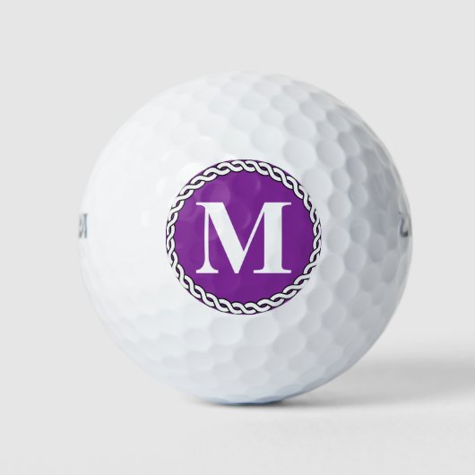 Lila Mit Monogramm Ropierkante Golfball (Vorderseite)