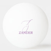 Lila Mit Monogramm Tischtennisball (Rückseite)