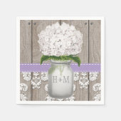 Lila Mit Monogramm White Hydrangea Mason Jar Serviette (Vorderseite)