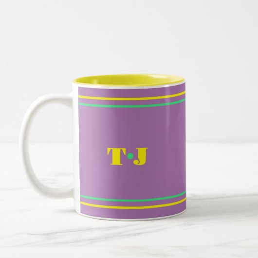 Lila Mit Monogramm Zweifarbige Tasse (Links)