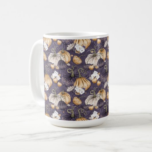 LILA MIT ORANGE CREAM & LILA PUMPKINS KAFFEETASSE (Vorderseite Links)