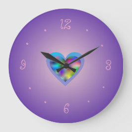 Lila mit Rainbow Heart> Girls Wall Clocks Quadratische Wanduhr