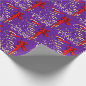 Lila mit Red Bow Weihnachten Geschenkpapier (Ecke)