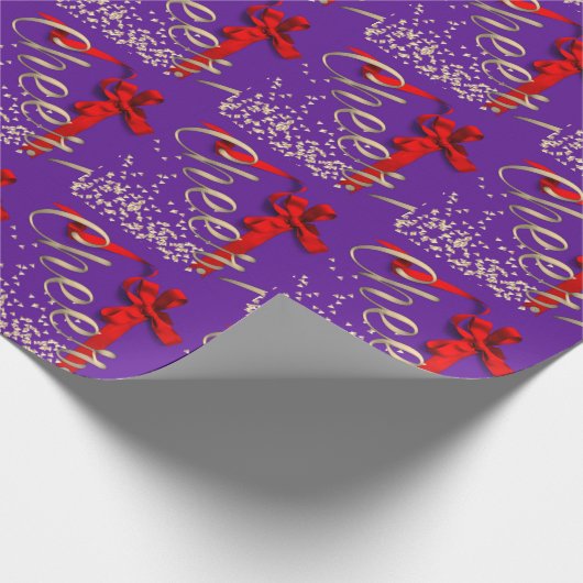 Lila mit Red Bow Weihnachten Geschenkpapier (Ecke)