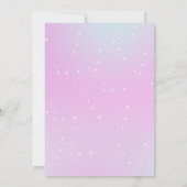 Lila mit Regenbogen Einhorn einladen Einladung (Rückseite)