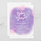 Lila mit Schmetterling Baby Dusche Einladung (Vorne/Hinten)