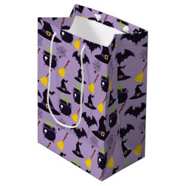 LILA MIT SCHWARZEN HALLOWEEN HATTEN ZIMMER MITTLERE GESCHENKTÜTE