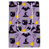 LILA MIT SCHWARZEN HALLOWEEN HATTEN ZIMMER MITTLERE GESCHENKTÜTE (Rückseite)