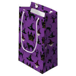 LILA MIT SCHWARZEN HALLOWEEN SKULLS KASTLAUFEN KLEINE GESCHENKTÜTE