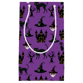 LILA MIT SCHWARZEN HALLOWEEN SKULLS KASTLAUFEN KLEINE GESCHENKTÜTE