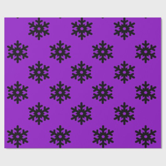Lila mit schwarzen Schneeflocken Geschenkpapier (Flach)
