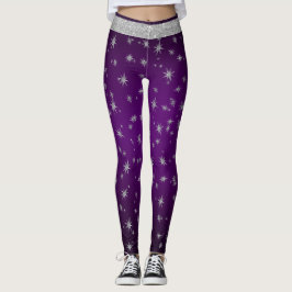 Lila mit Silberstars Leggings