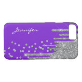 Lila mit Silver Glitzer Tropfen iPhone 8 Fall Case-Mate iPhone Hülle (Rückseite (Horizontal))
