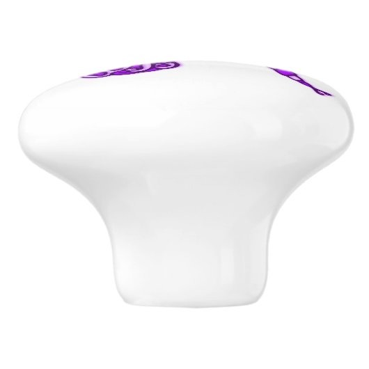 Lila mit Tinte geschwärzter Kunsttürknauf der Keramikknauf (Seitenansicht)