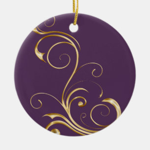 Lila mit Verzierten Gold Wirbel Weihnachtsschmuck