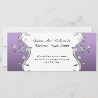 Lila mit Verzierten Silver Blume Wirbel Empfang Einladung
