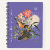 Lila mit Vögeln und Blume Notizblock (Vorderseite)