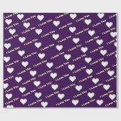 Lila mit weißem Herzen Geschenkpapier (Flach)