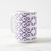 Lila mit weißen Rollen Kaffeetasse (Vorderseite Links)