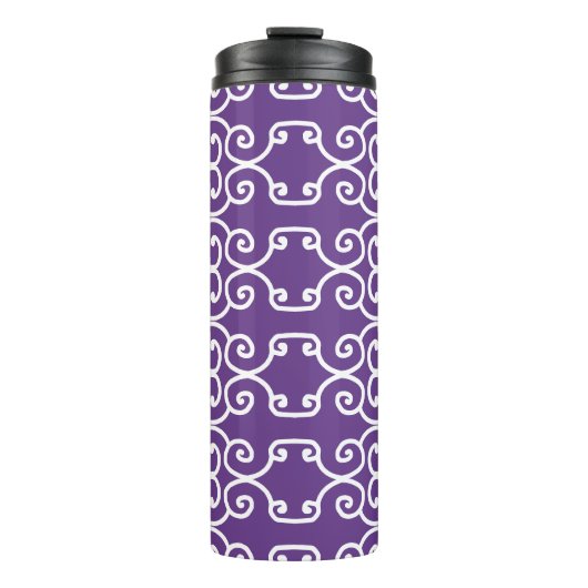 Lila mit weißen Rollen Thermosbecher (Vorderseite)