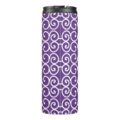 Lila mit weißen Rollen Thermosbecher (Rückseite)