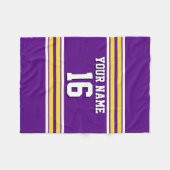 Lila mit Yellow White Stripes Team Jersey Fleecedecke (Vorderseite (Horizontal))