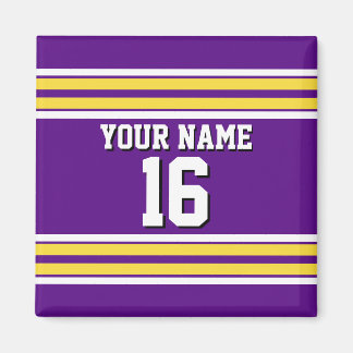 Lila mit Yellow White Stripes Team Jersey Magnet