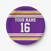 Lila mit Yellow White Stripes Team Jersey Pappteller (Vorderseite)