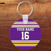 Lila mit Yellow White Stripes Team Jersey Schlüsselanhänger (Vorderseite)